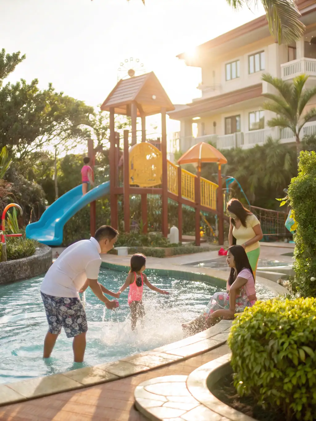 An inviting image of children and families playing traditional Filipino games outdoors, with vibrant cultural motifs in the background, representing the 'Laro ng Lahi' book.